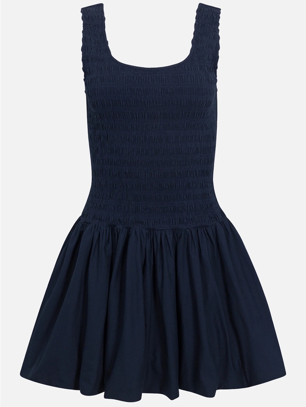 Pistola Ilona Bubble Hem Smocked Cotton Mini Dress in Navy Peacoat Sleeveless M